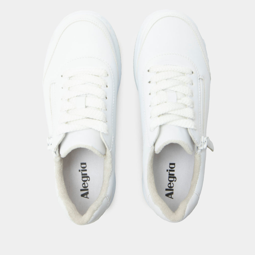 Averie Retro White shoe on a Sportform outsole| White fashion lace up shoe on suede and vegan leather uppers.