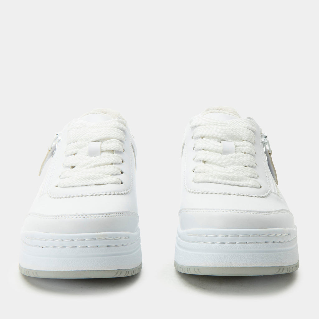 Averie Retro White shoe on a Sportform outsole| White fashion lace up shoe on suede and vegan leather uppers.