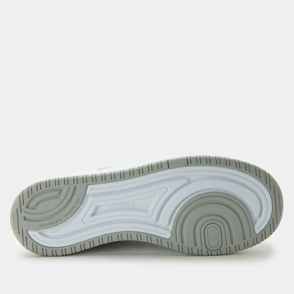 Averie Retro White shoe on a Sportform outsole| White fashion lace up shoe on suede and vegan leather uppers.