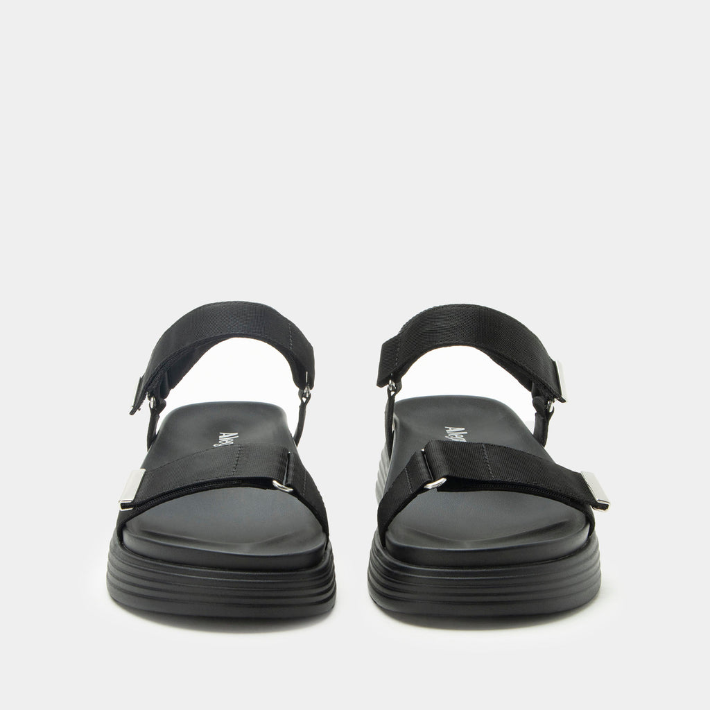 Allyson Black sandal on an Elevated sport outsole | Black strappy sandal.