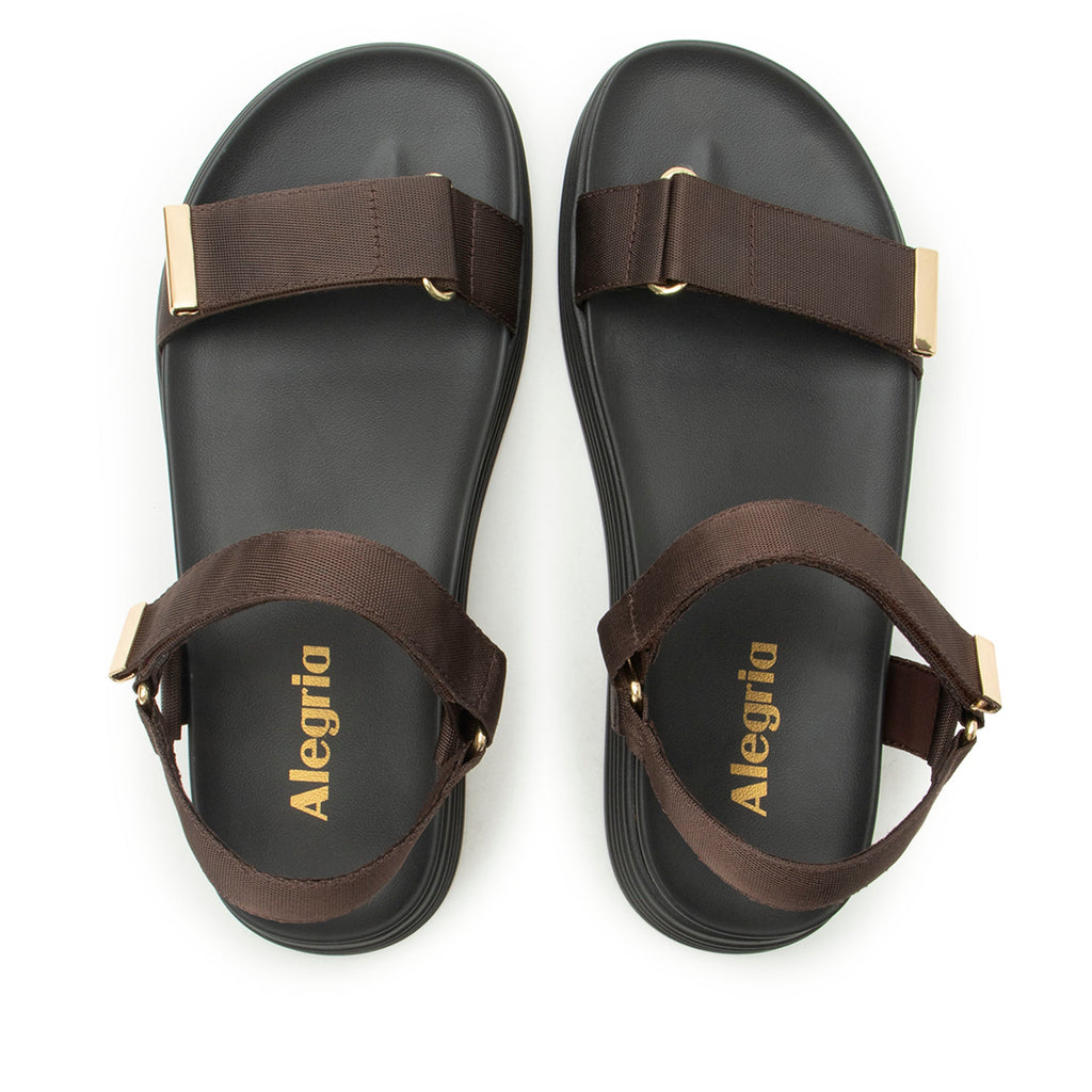 Allyson Chocolate sandal on an Elevated sport outsole | Brown strappy sandal.