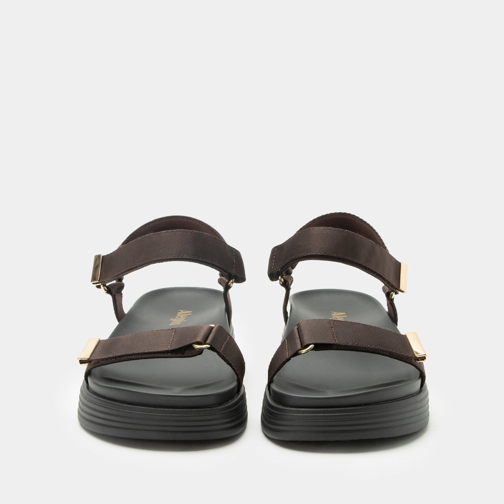 Allyson Chocolate sandal on an Elevated sport outsole | Brown strappy sandal.