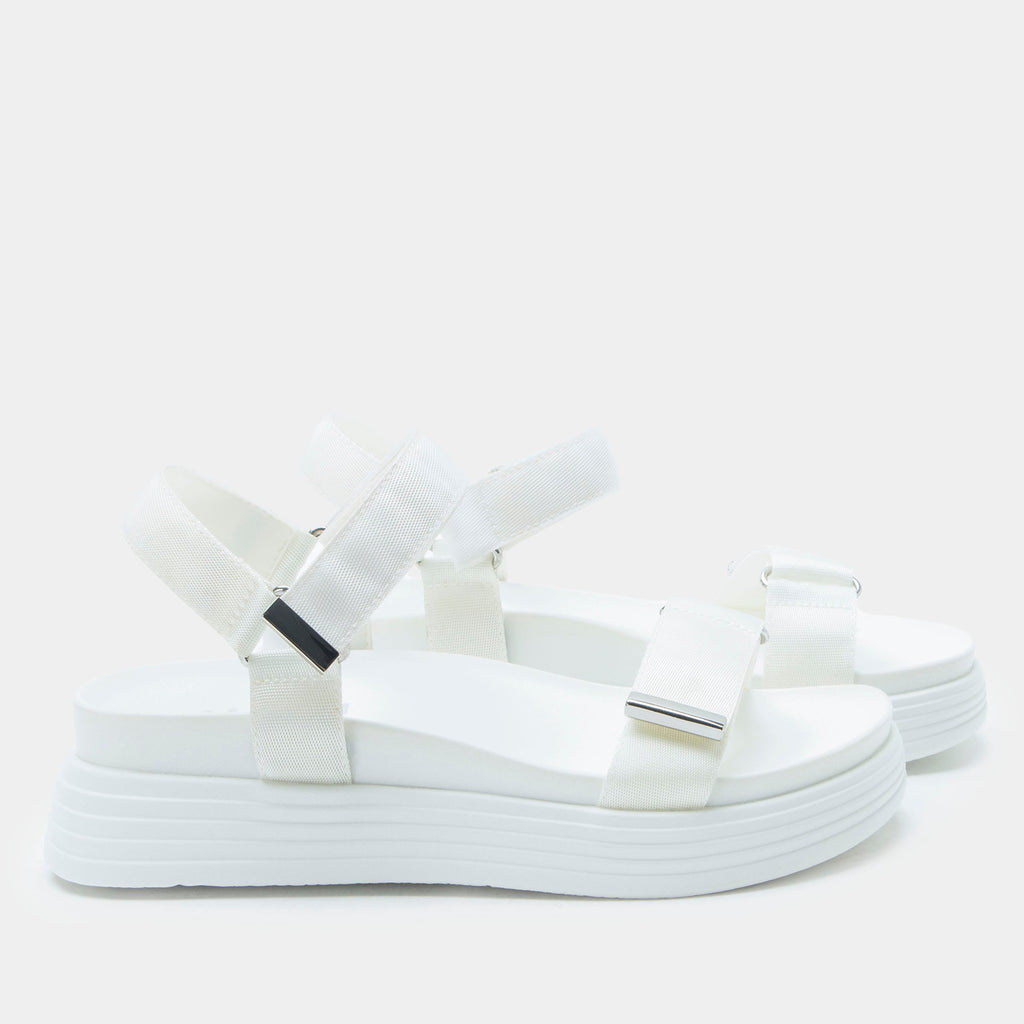 Allyson White sandal on an Elevated sport outsole | White strappy sandal.