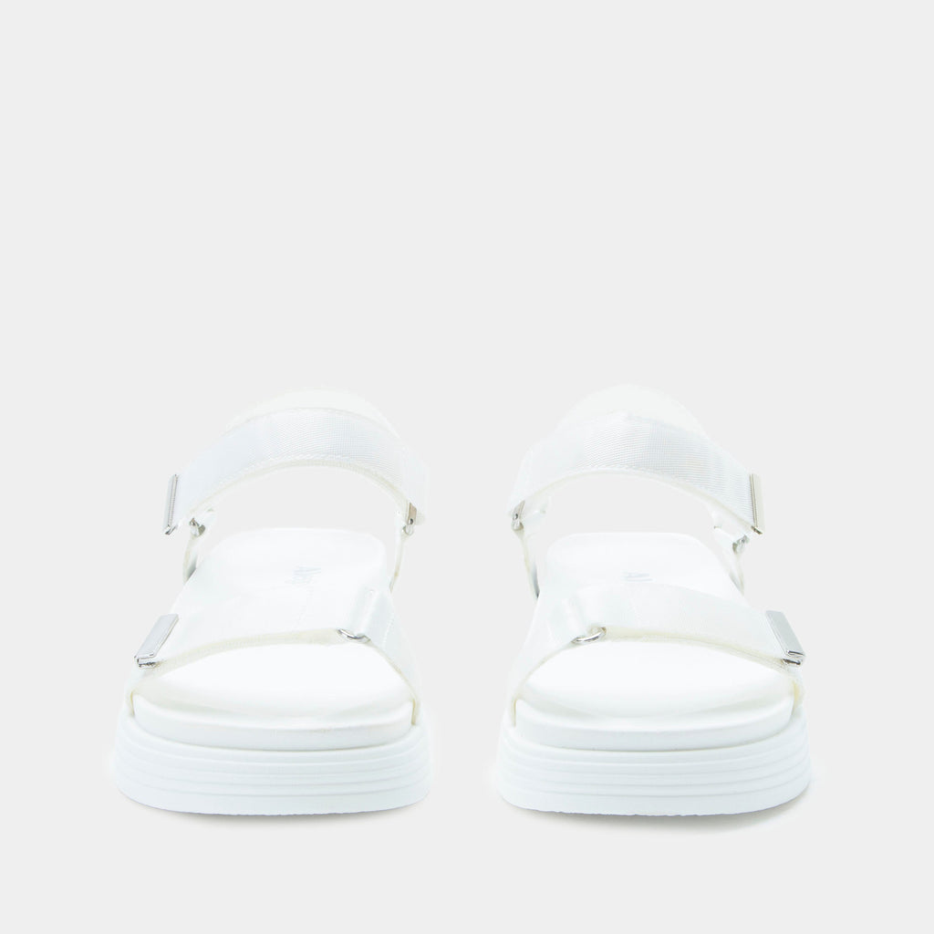 Allyson White sandal on an Elevated sport outsole | White strappy sandal.