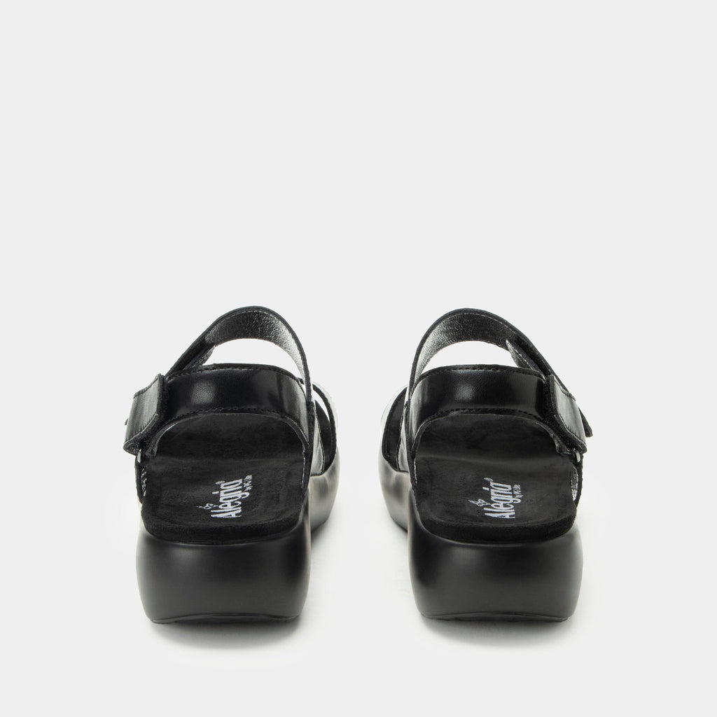 Bailee Ink sandal| Black leather sandal on a non-flexing rocker outsole.