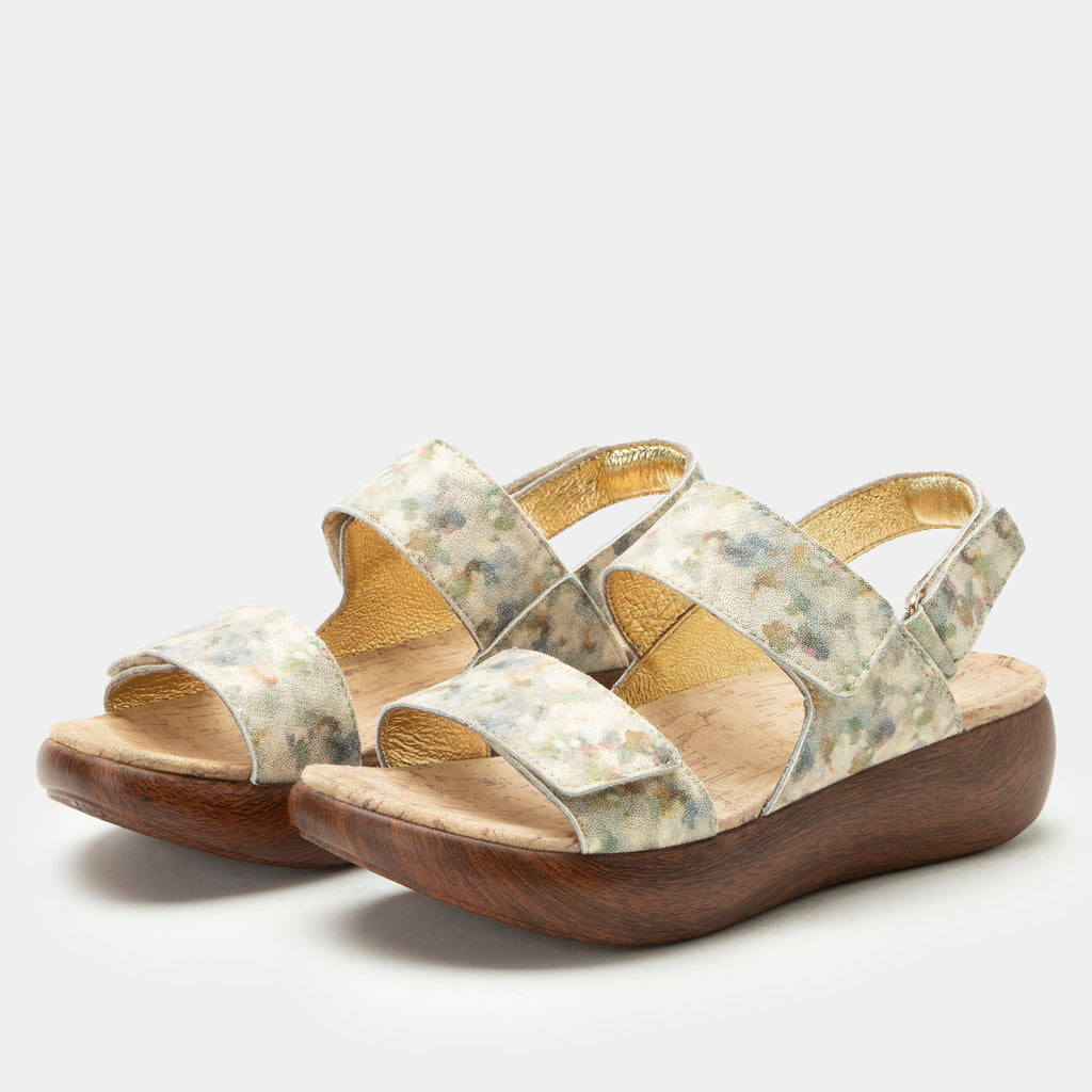 Bailee Conjure sandal| Printed beige leather sandal on a non-flexing rocker outsole.