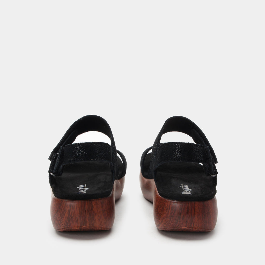 Bailee Crackle Black Sandal | Alegria Shoes