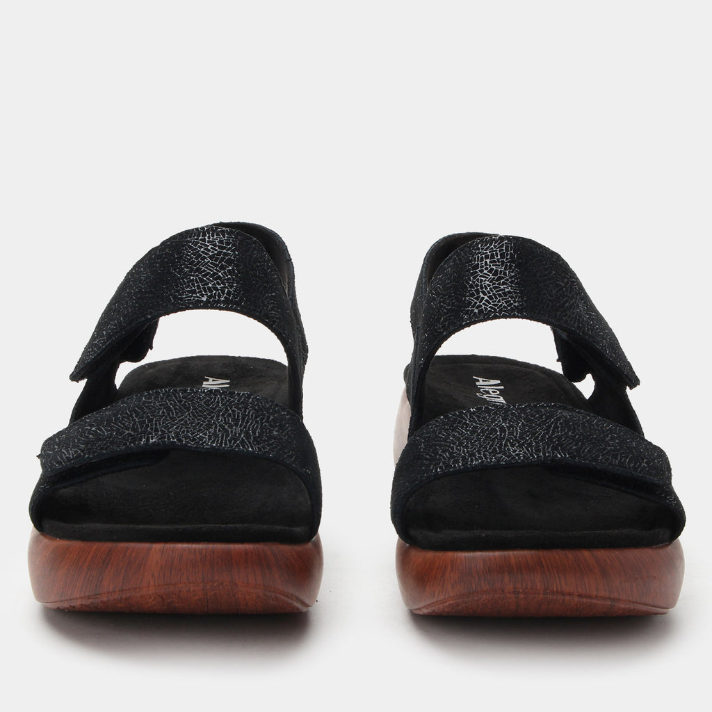 Bailee Crackle Black Sandal | Alegria Shoes