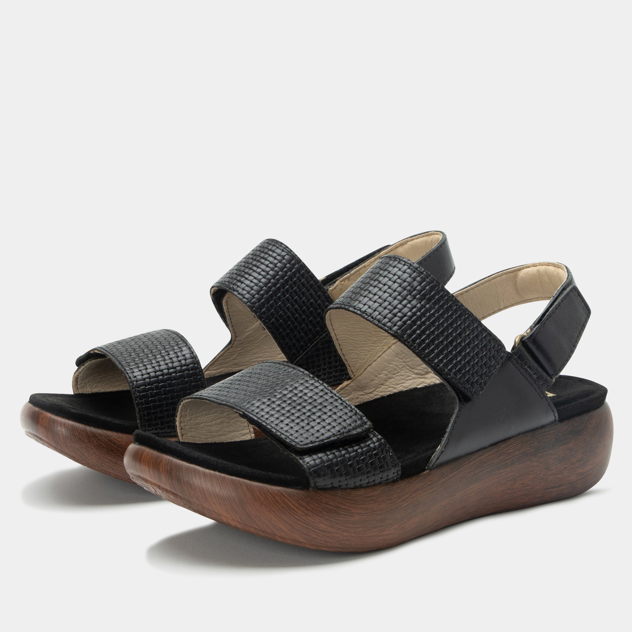 Bailee Woven Noir Sandal - Alegria Shoes