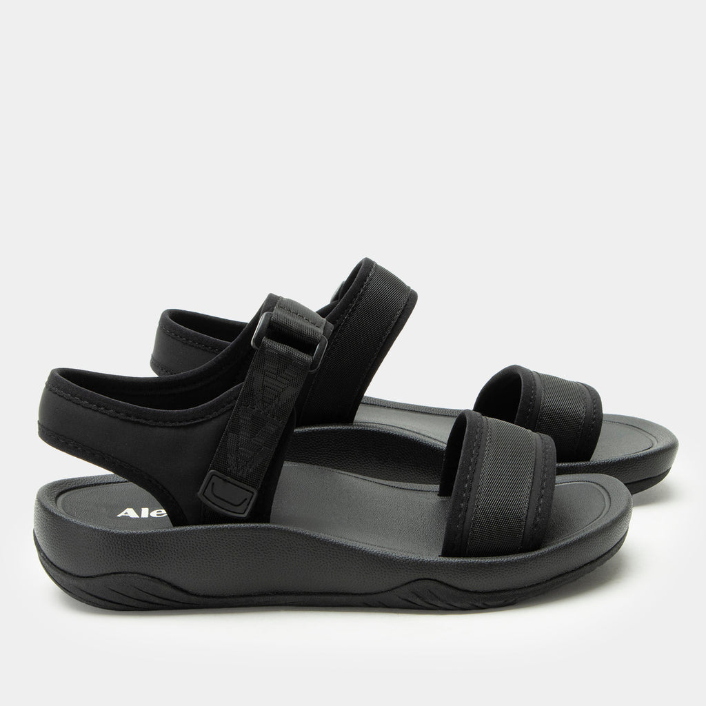 Crea8tion Ink sandal on a Ergo Foam outsole | Black multi strap sandal with a hook-and-loop clousure.