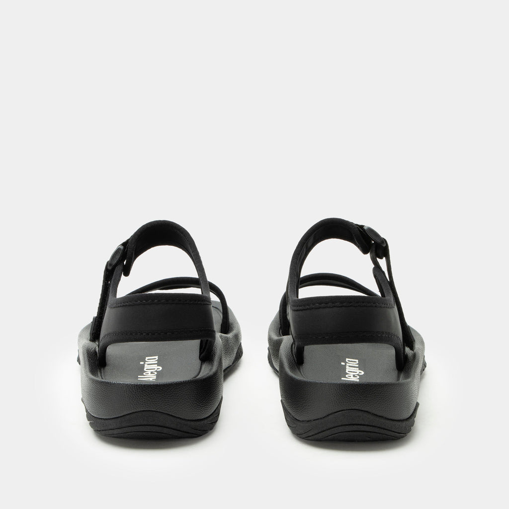 Crea8tion Ink sandal on a Ergo Foam outsole | Black multi strap sandal with a hook-and-loop clousure.