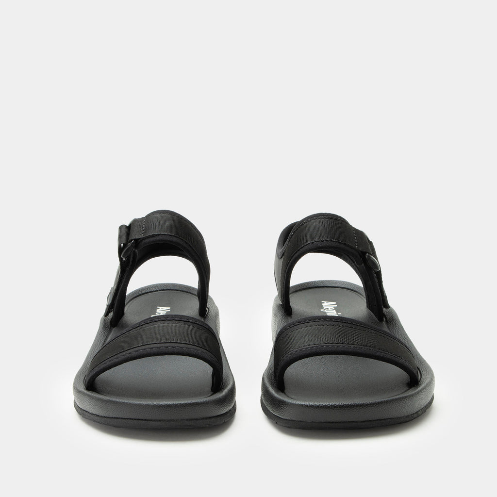 Crea8tion Ink sandal on a Ergo Foam outsole | Black multi strap sandal with a hook-and-loop clousure.