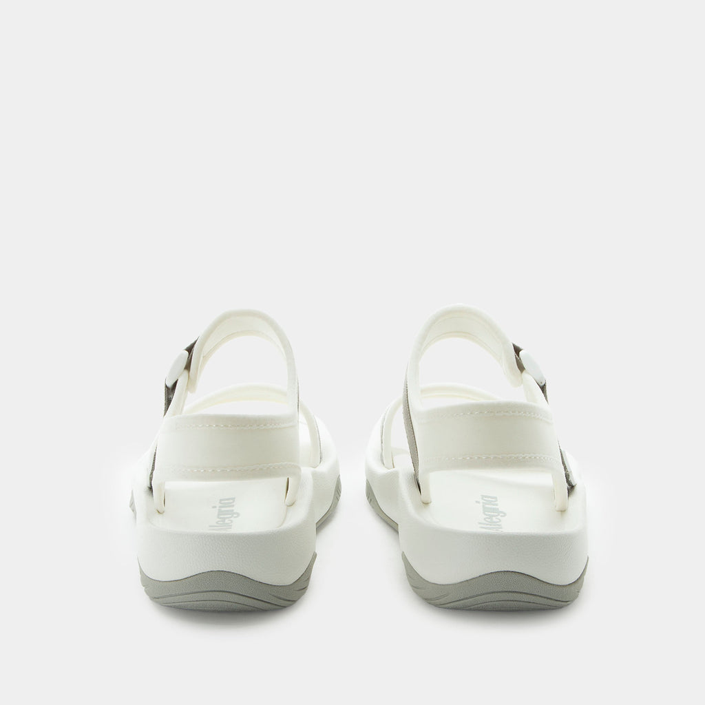 Crea8tion Dove sandal on a Ergo Foam outsole | White with grey details- multi strap sandal with a hook-and-loop clousure.