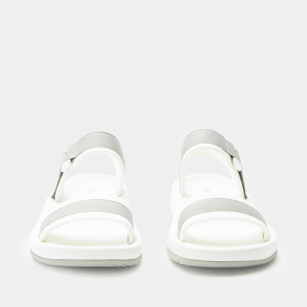 Crea8tion Dove sandal on a Ergo Foam outsole | White with grey details- multi strap sandal with a hook-and-loop clousure.