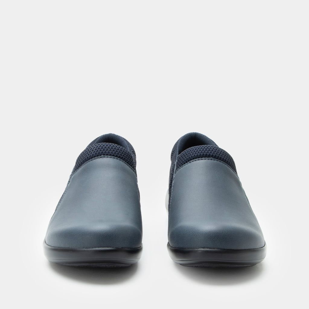 Duette Washed Navy sport rocker shoe on a lightweight responsive polyurethane outsole | A Navy vegan leather slip on shoe with textile lining.