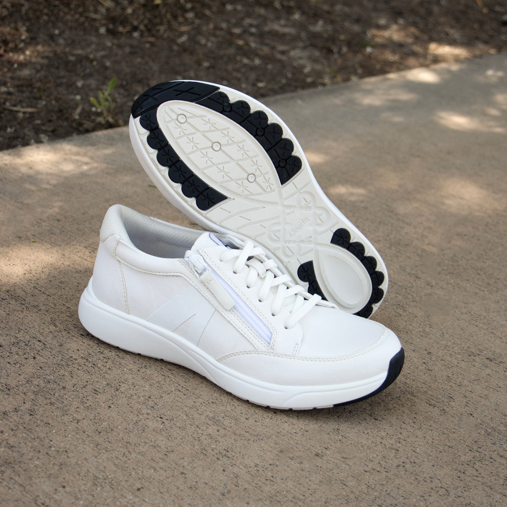 Eazeer White Out shoe on a Power Walker outsole