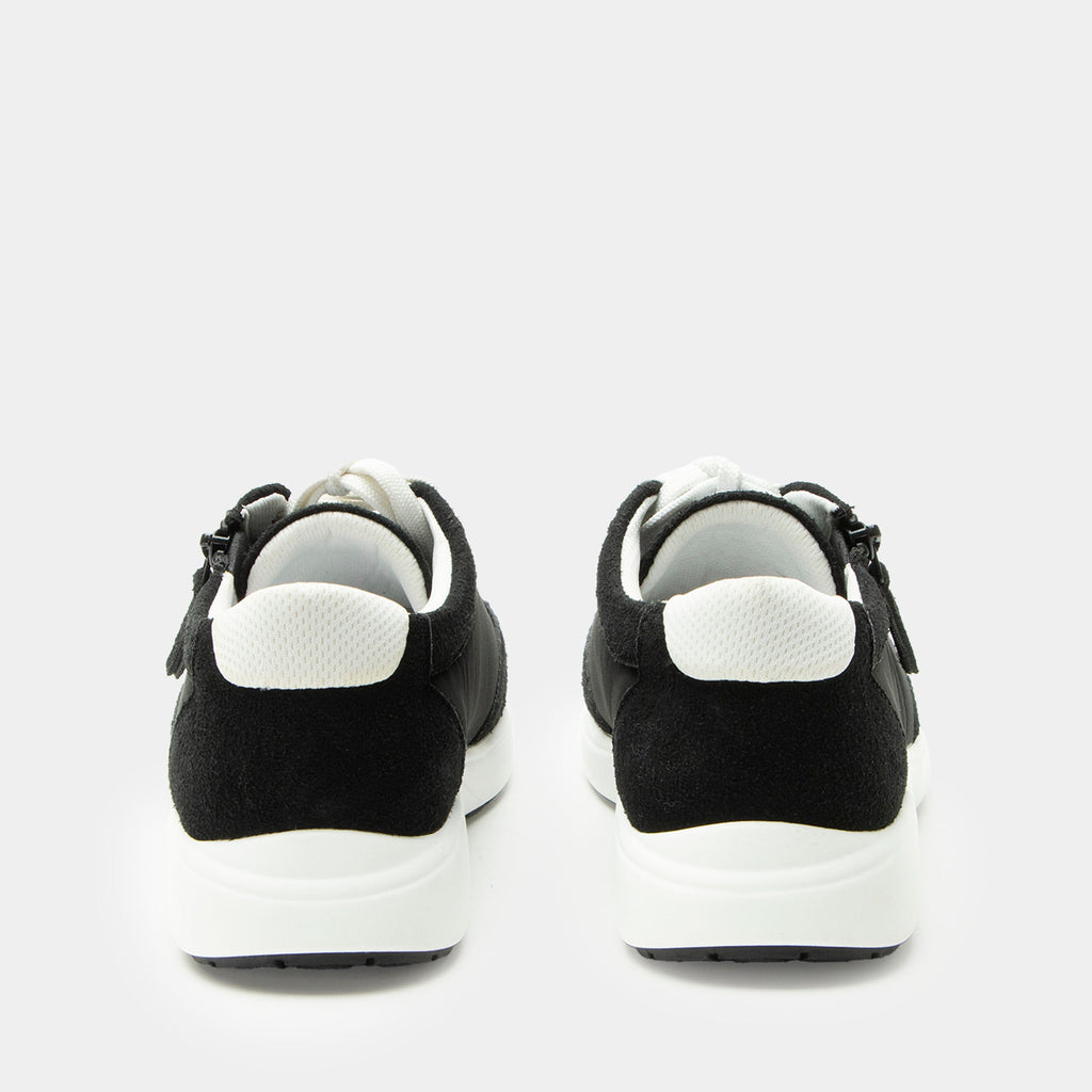 Eazeer Monochrome shoe on a Power Walker outsole | Black lace up shoe with a side zipper.