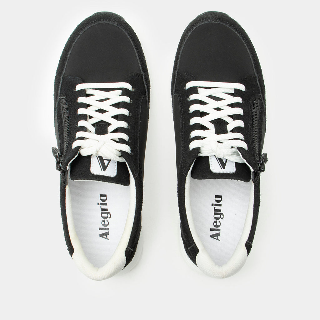 Eazeer Monochrome shoe on a Power Walker outsole | Black lace up shoe with a side zipper.