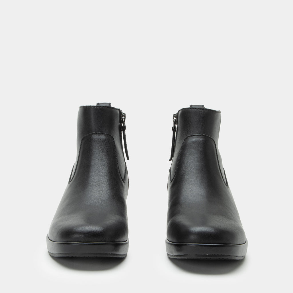 Hadi Black Boot on a Trimform wedge outsole | Black leather ankle bootie on a wedge heel