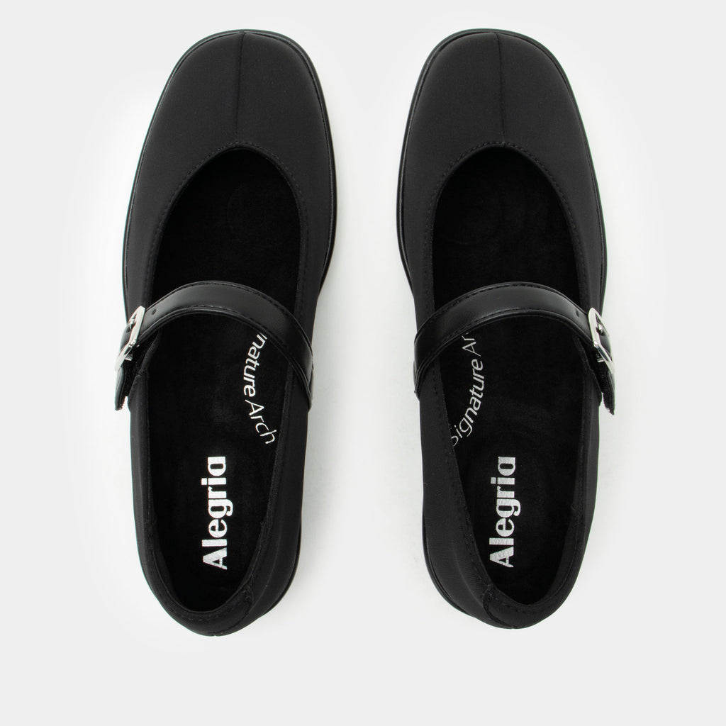 Haylo Black Dream Fit® shoe on a Trimform wedge outsole | Black Dream Fit with a hook and loop strap.