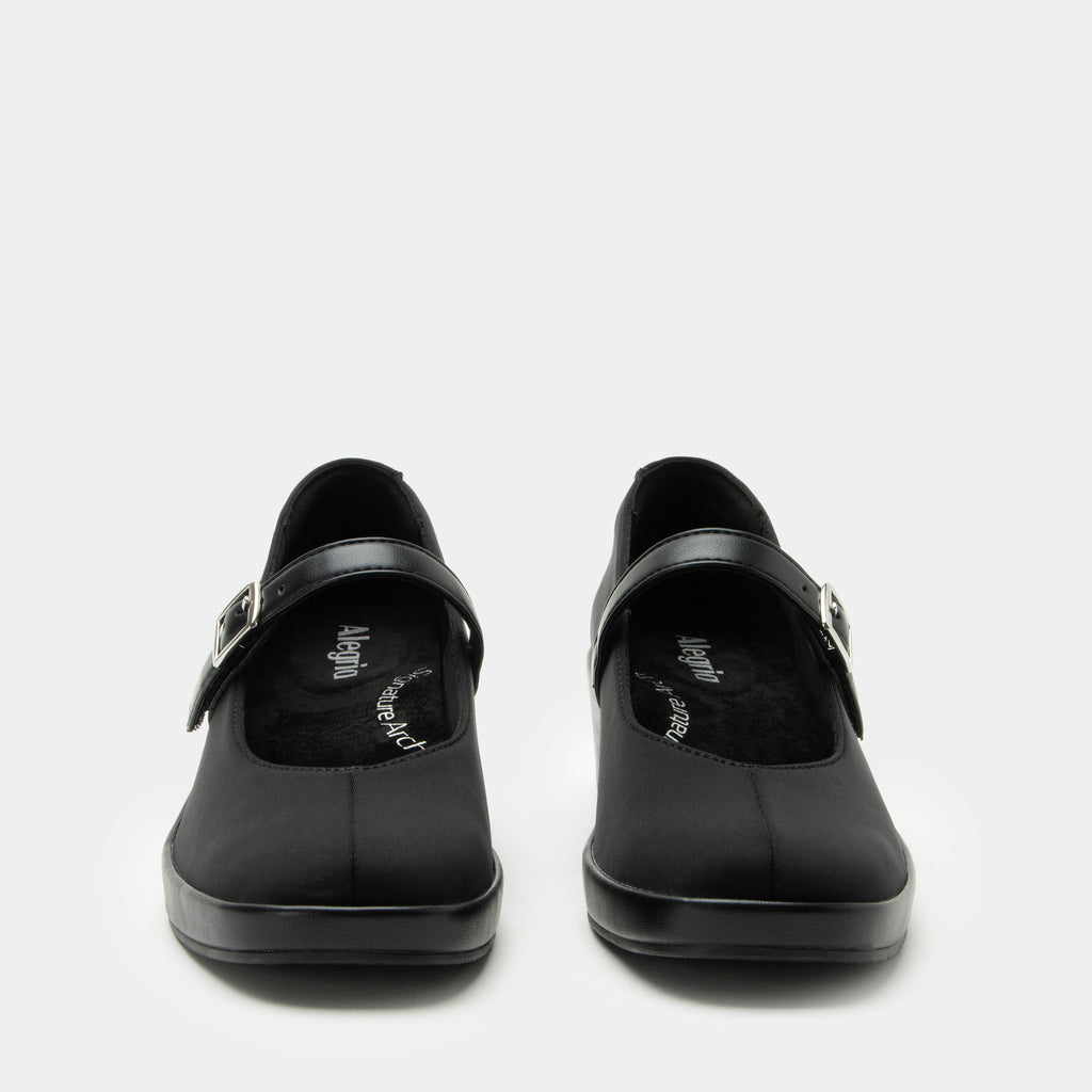 Haylo Black Dream Fit® shoe on a Trimform wedge outsole | Black Dream Fit with a hook and loop strap.