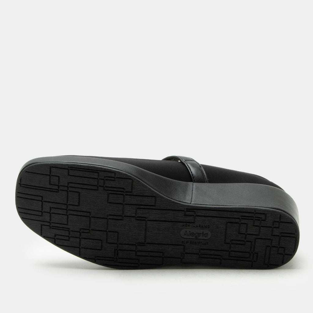 Haylo Black Dream Fit® shoe on a Trimform wedge outsole | Black Dream Fit with a hook and loop strap.