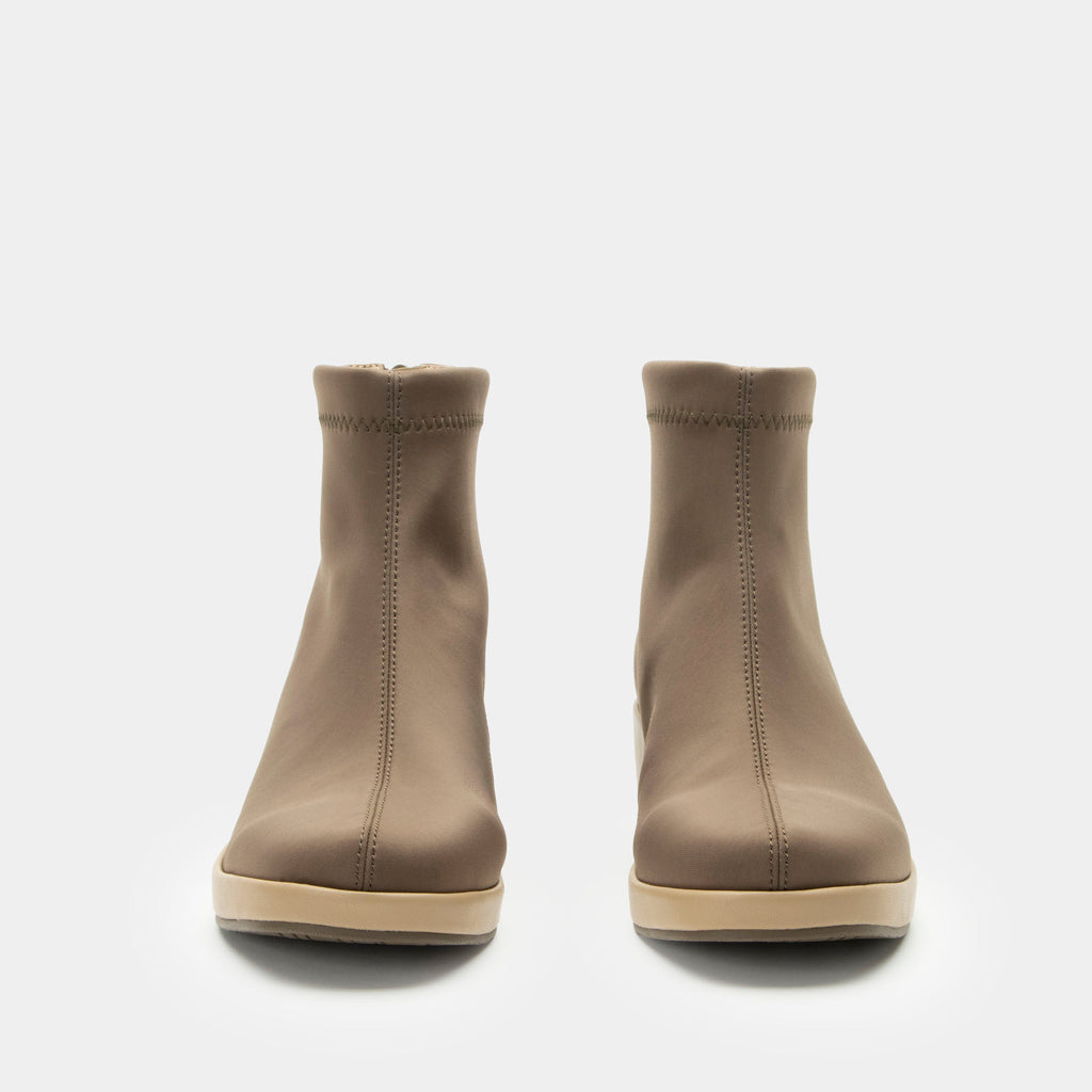 Harmoni Camel Boot on a Trimform wedge outsole | Tan Dream Fit ankle bootie on a wedge heel.