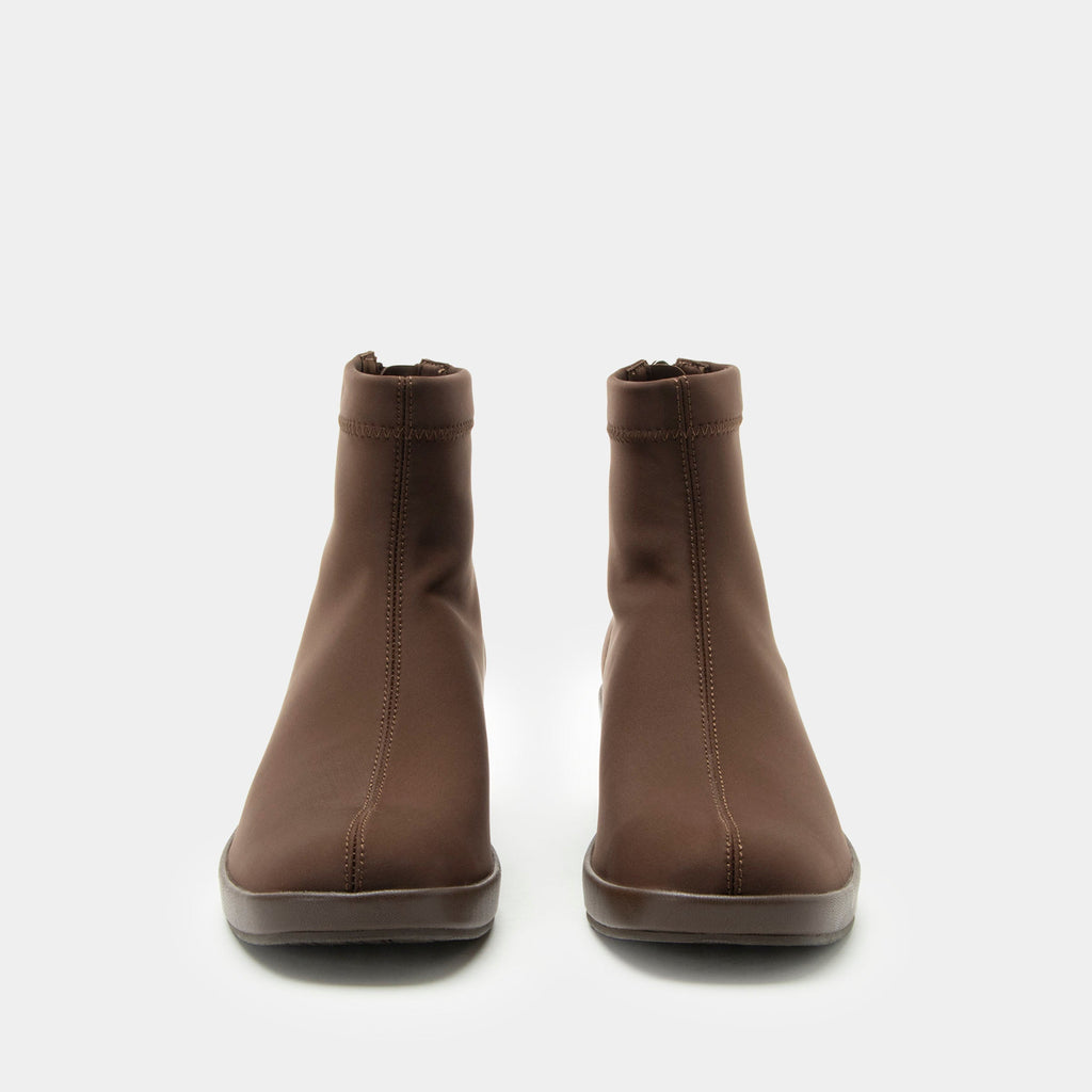 Harmoni Chocolate Boot on a Trimform wedge outsole | Brown Dream Fit ankle bootie on a wedge heel.