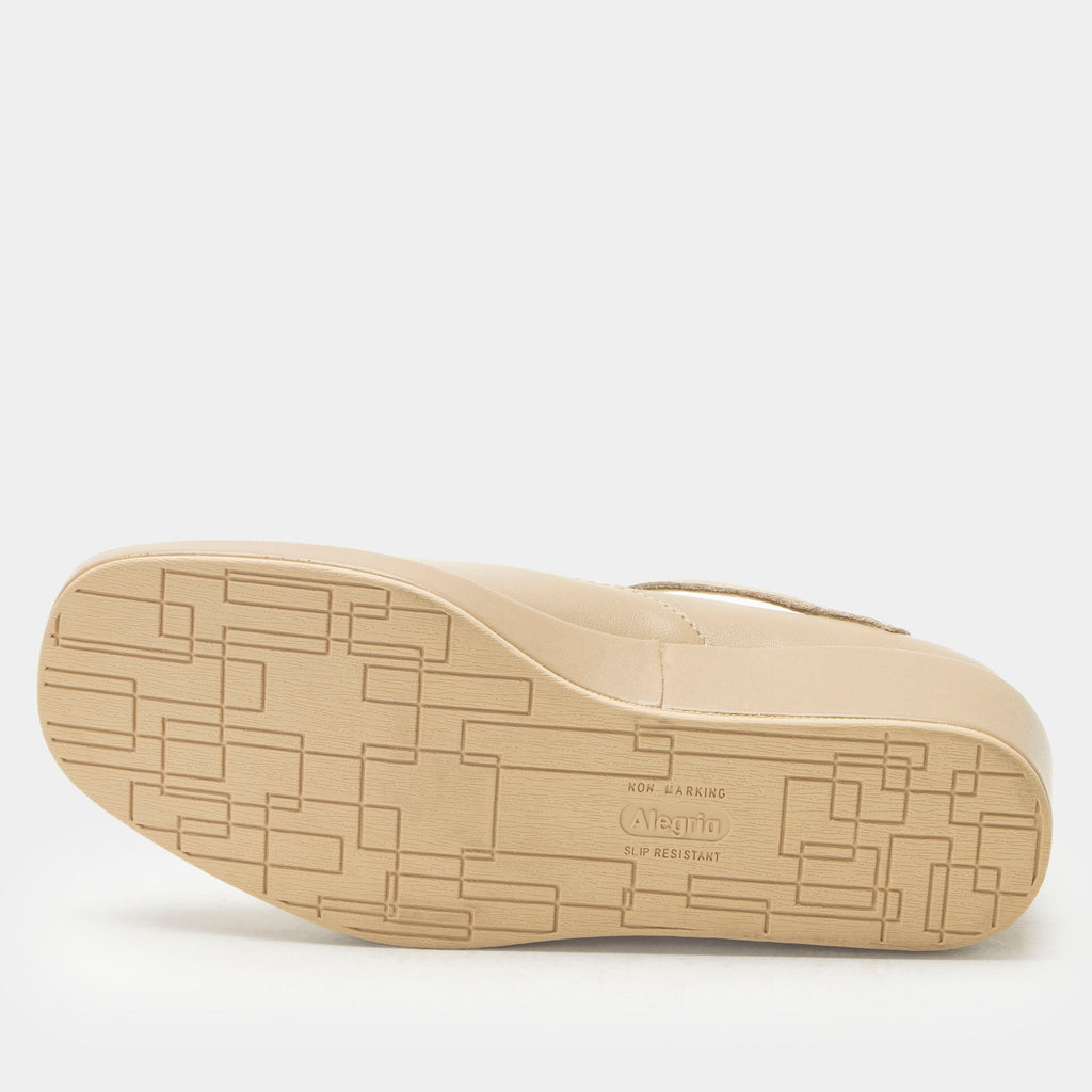 Hayes Beige Shoe on a Trimform wedge outsole | Beige leather mary jane shoe on a wedge heel outsole.