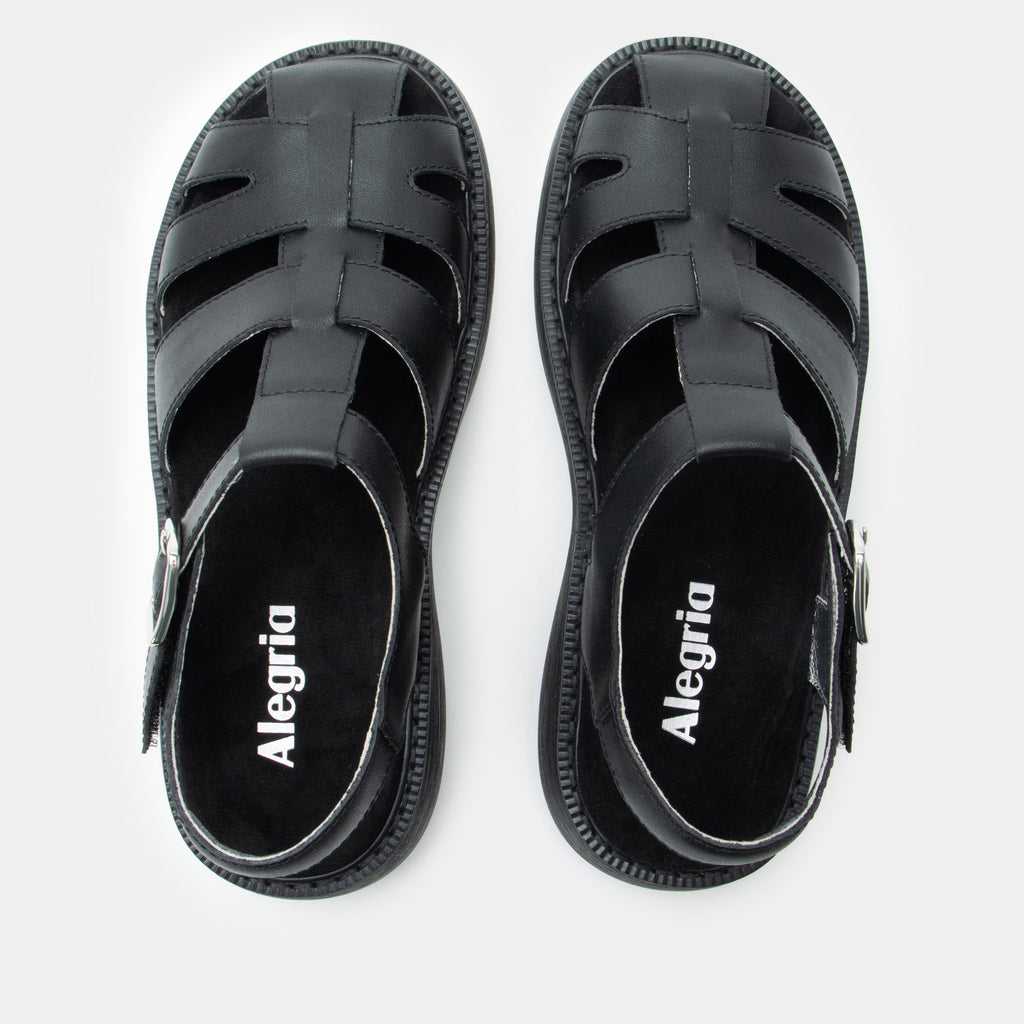 Ingrid Black sandal| Black leather sandal on a chunky 90's 4 Ever outsole.