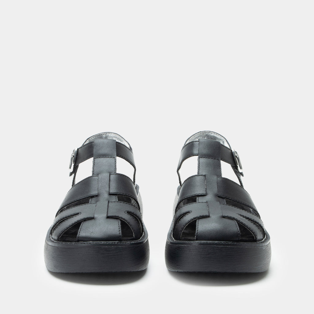 Ingrid Black sandal| Black leather sandal on a chunky 90's 4 Ever outsole.