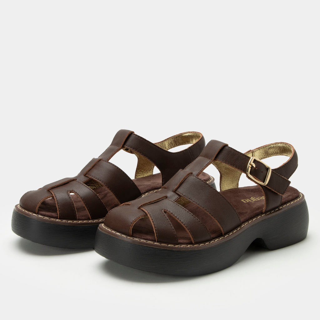 Ingrid Chocolate sandal| Brown leather sandal on a chunky 90's 4 Ever outsole.