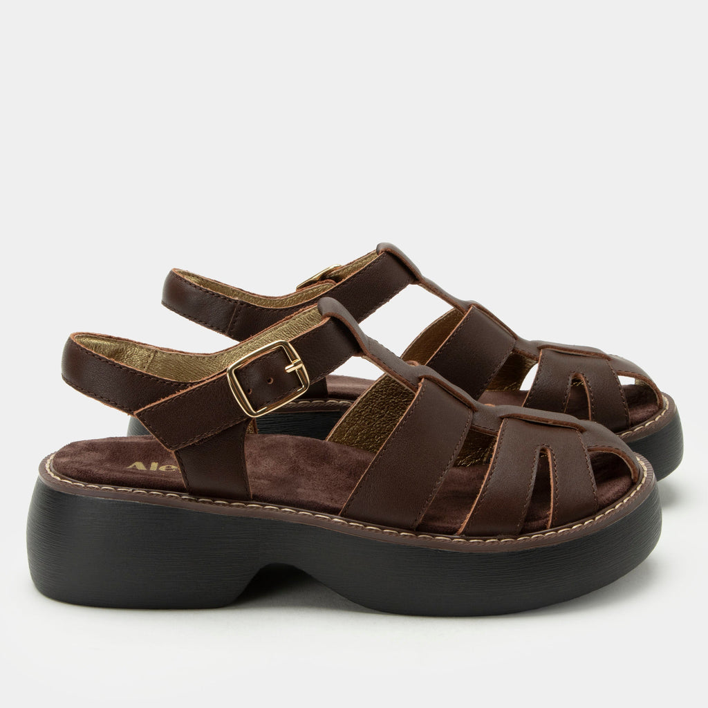 Ingrid Chocolate sandal| Brown leather sandal on a chunky 90's 4 Ever outsole.