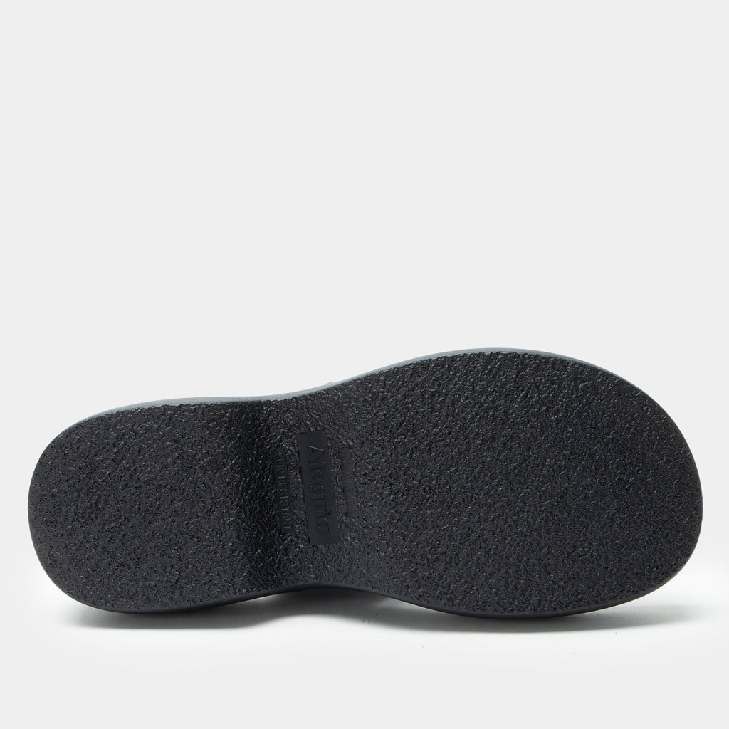 Iza Black sandal| Black leather slide on sandal on a chunky 90's 4 Ever outsole.