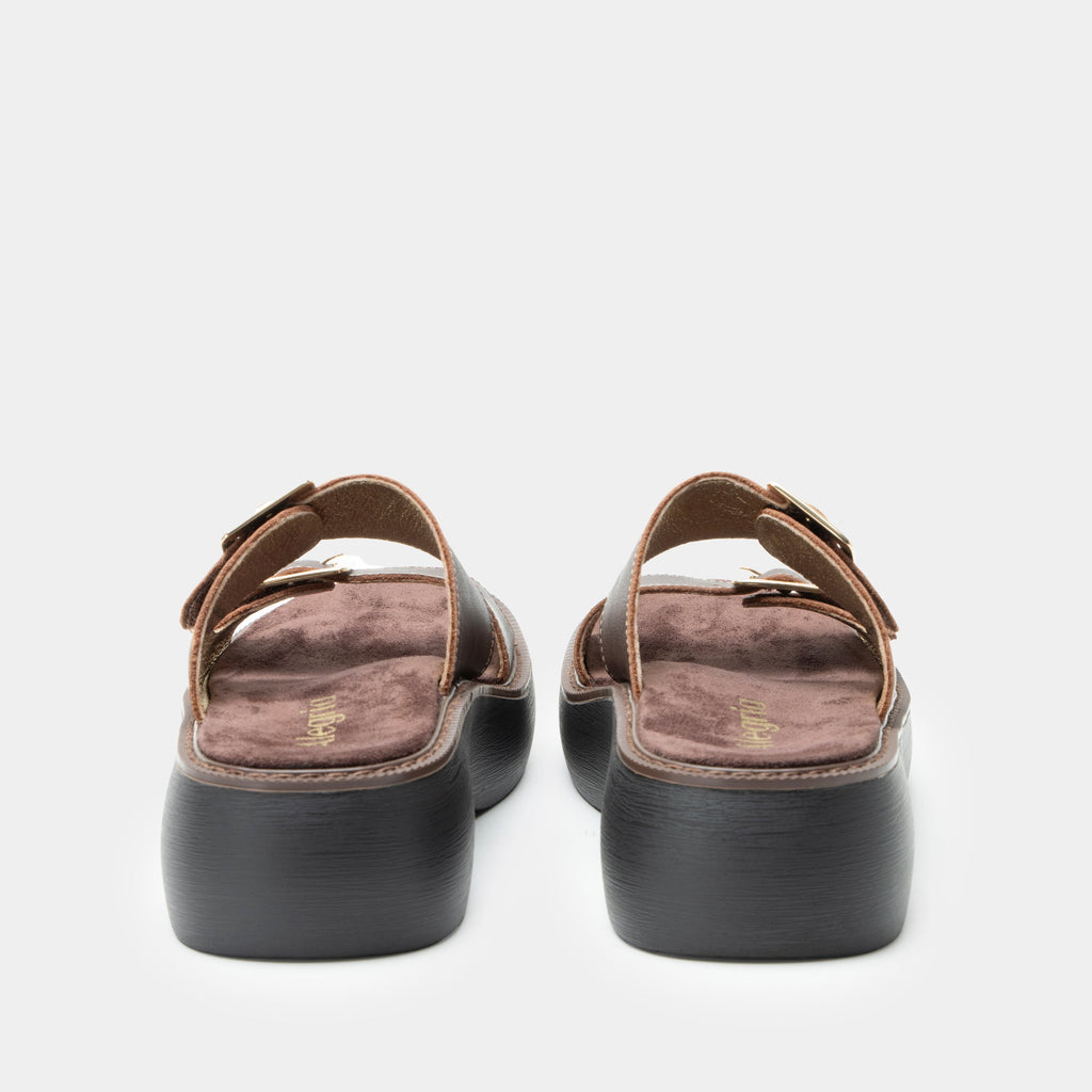 Iza Chocolate sandal| Brown leather slide on sandal on a chunky 90's 4 Ever outsole.