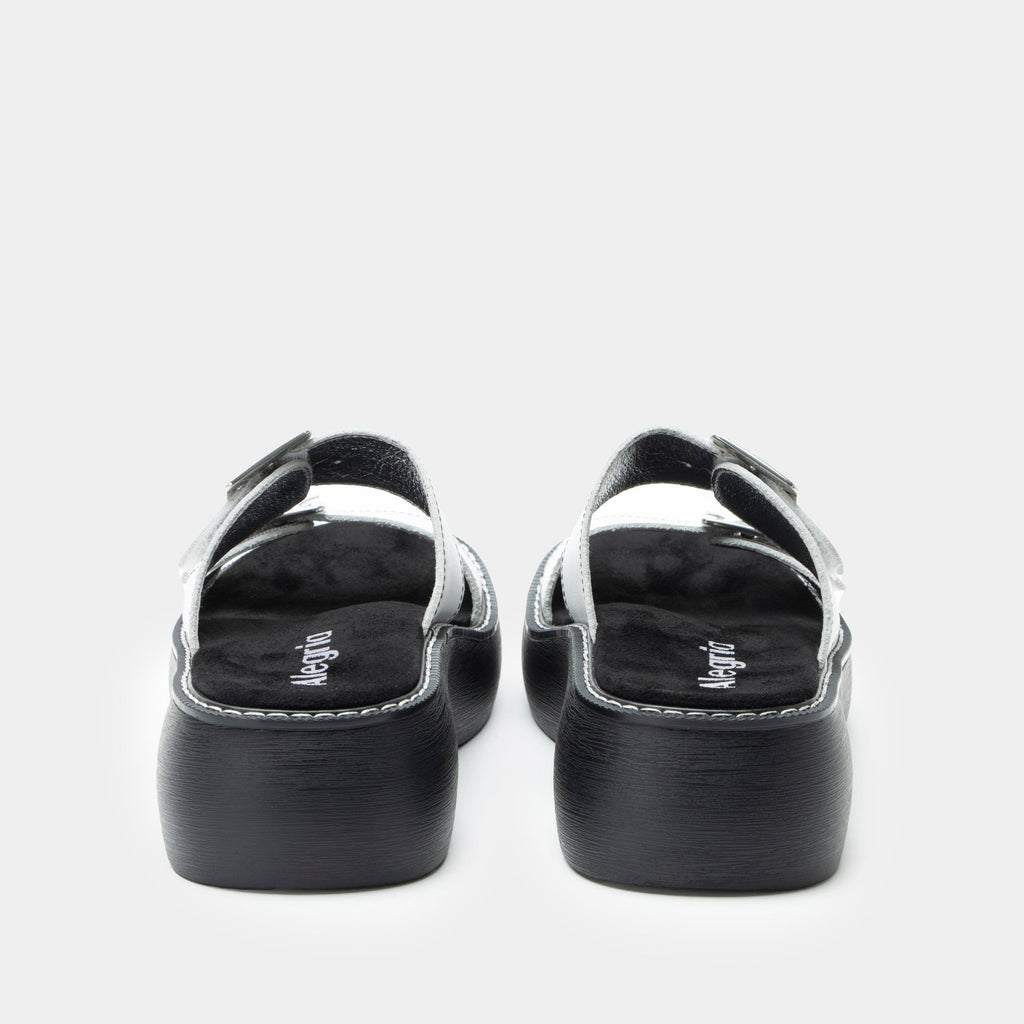 Iza White sandal| White leather slide on sandal on a chunky 90's 4 Ever outsole.