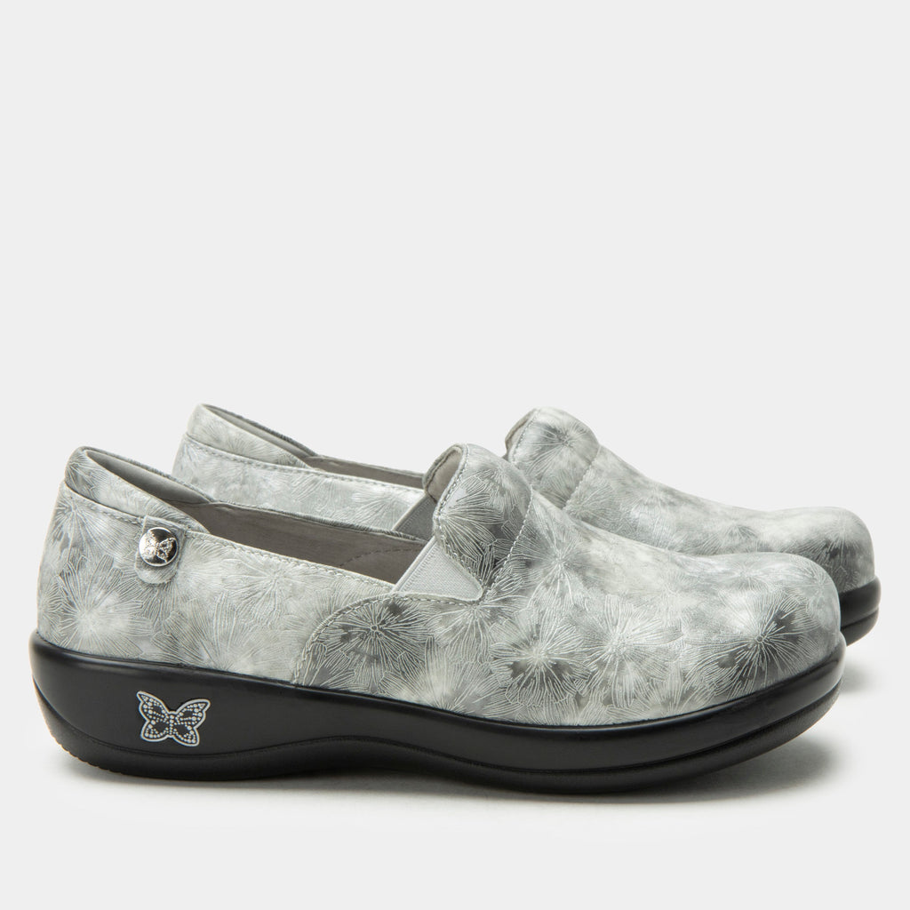 Keli Stellar Silver Shoe on a Career casual outsole| Laser etched Silver shoe on leather uppers.