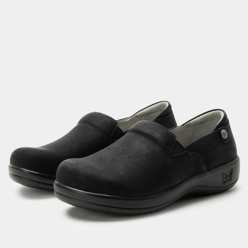 Keli Nu Black Shoe on a Career casual outsole| Black shoe on nubuck leather uppers.