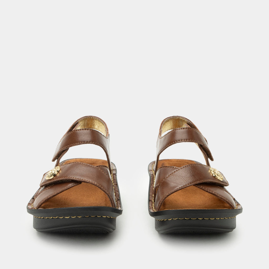 Kelsi Marrone sandal on the Classic rocker outsole | Brown leather sandal with adjustable straps.