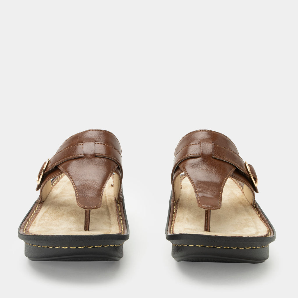 Kennedi Marrone sandal on the Classic rocker outsole | Brown leather toe prong sandal.