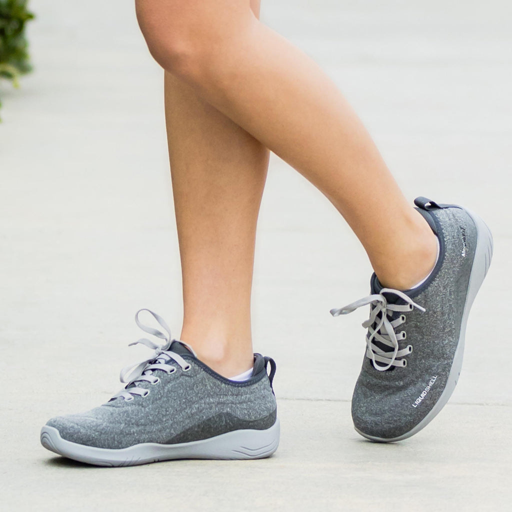 Liber8 Static Grey sneaker with Alegria Fit™ construction | Grey water-replling Liquid Shell™ upper with laces and light grey color outsole.