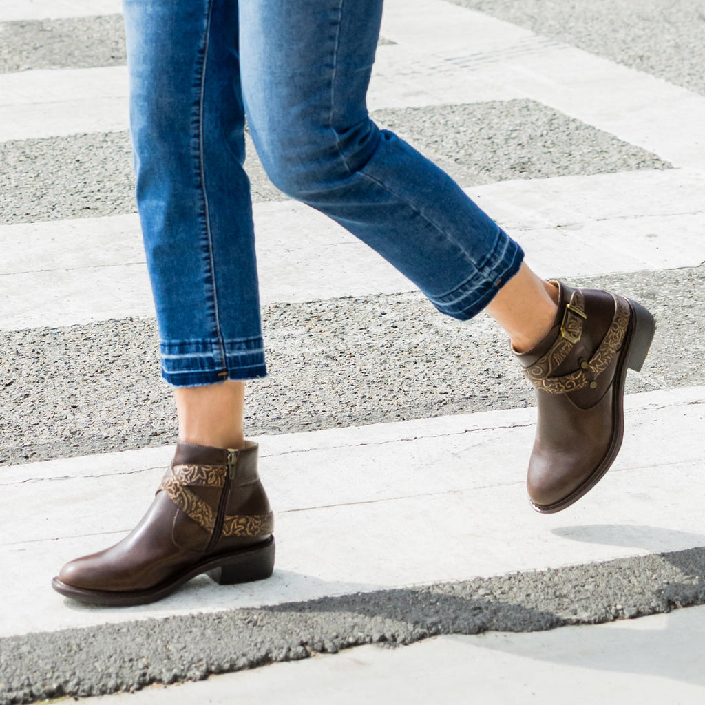 Millie Embroider Me Brown Boot | Alegria Shoes