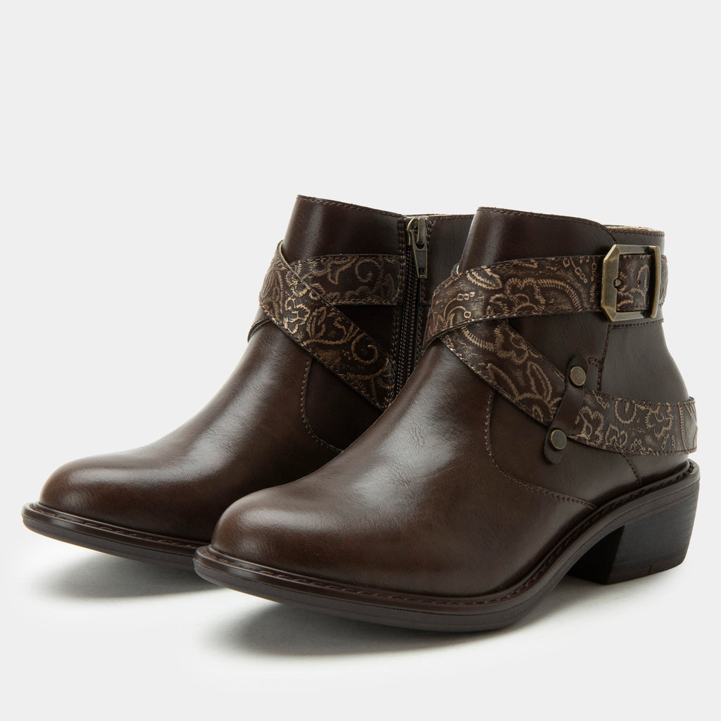Millie Embroider Me Brown Boot | Alegria Shoes