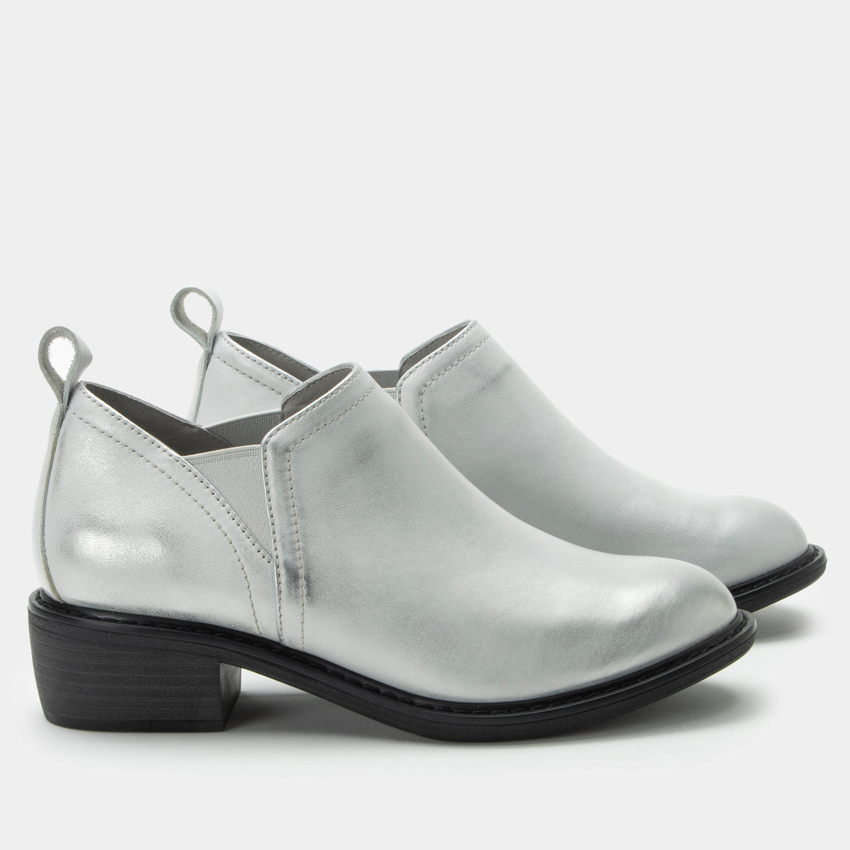 Merle Silver White Boot | Alegria Shoes