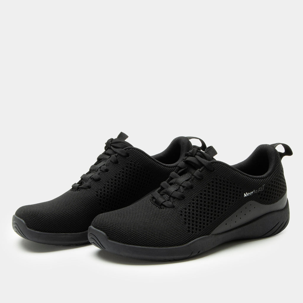 N8ture Black Out shoe on a Ergo Flo Lite outsole | Black lace up shoe with a knit upper.