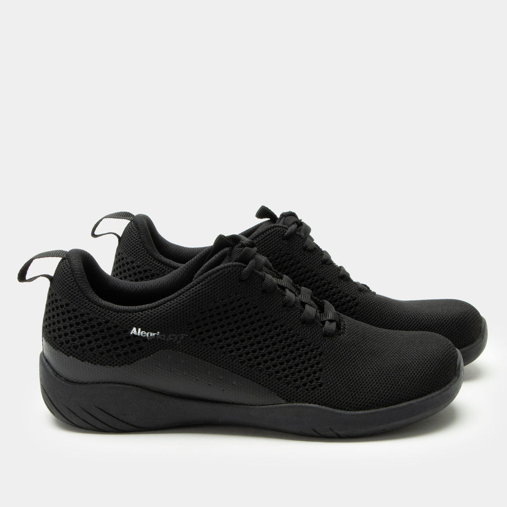 N8ture Black Out shoe on a Ergo Flo Lite outsole | Black lace up shoe with a knit upper.