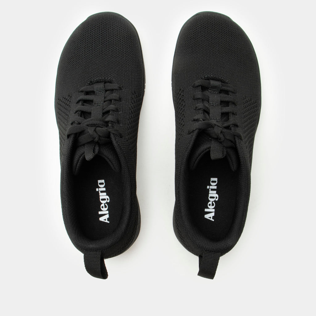 N8ture Black Out shoe on a Ergo Flo Lite outsole | Black lace up shoe with a knit upper.