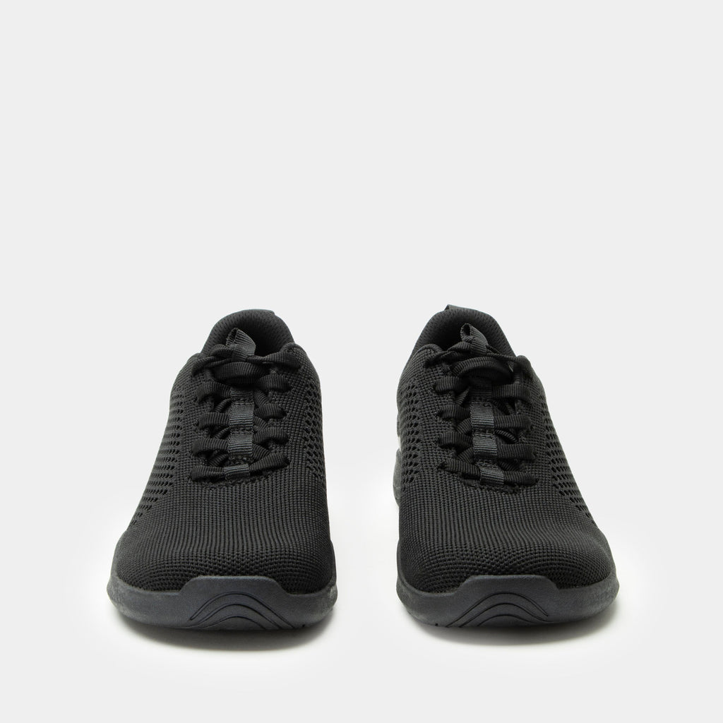 N8ture Black Out shoe on a Ergo Flo Lite outsole | Black lace up shoe with a knit upper.