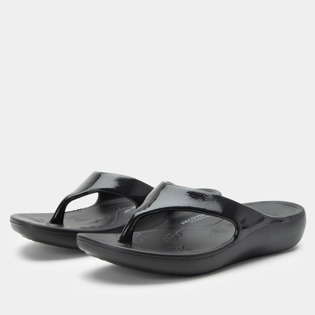 Ode Black Gloss Sandal | Alegria Shoes