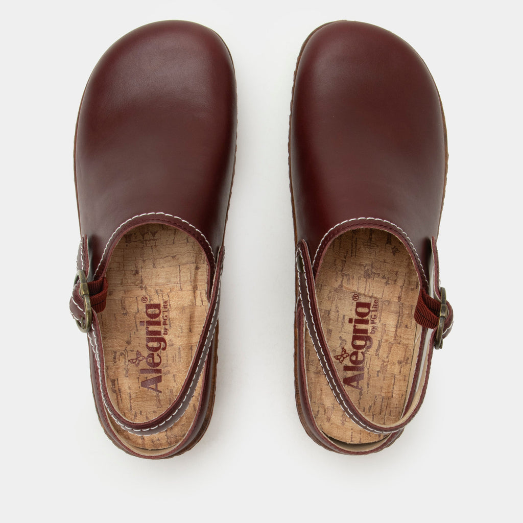 Olie Bacca slip on style shoe on a Wood look rocker outsole |Brown shoe with leather upper.